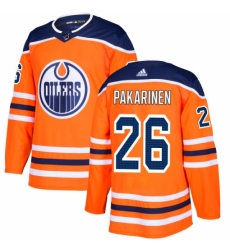 Men's Adidas Edmonton Oilers #26 Iiro Pakarinen Authentic Orange Home NHL Jersey