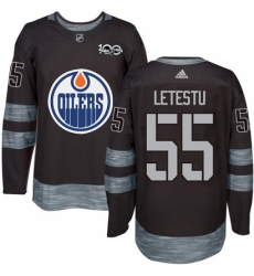 Men's Adidas Edmonton Oilers #55 Mark Letestu Authentic Black 1917-2017 100th Anniversary NHL Jersey