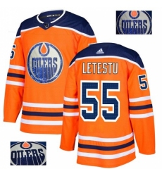 Men's Adidas Edmonton Oilers #55 Mark Letestu Authentic Orange Fashion Gold NHL Jersey