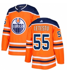 Men's Adidas Edmonton Oilers #55 Mark Letestu Premier Orange Home NHL Jersey