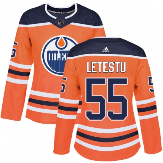 Women's Adidas Edmonton Oilers #55 Mark Letestu Authentic Orange Home NHL Jersey Women's Adidas Edmonton Oilers #55 Mark Letestu Authentic Orange Home NHL Jersey