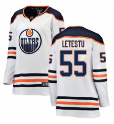 Women's Edmonton Oilers #55 Mark Letestu Authentic White Away Fanatics Branded Breakaway NHL Jersey