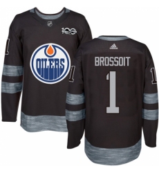 Men's Adidas Edmonton Oilers #1 Laurent Brossoit Authentic Black 1917-2017 100th Anniversary NHL Jersey