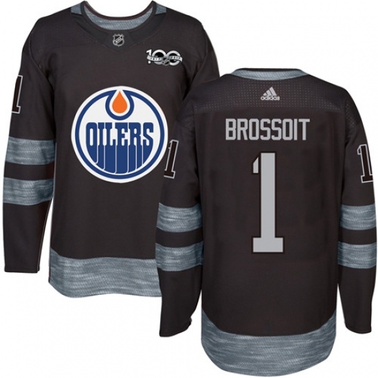 Men's Adidas Edmonton Oilers #1 Laurent Brossoit Authentic Black 1917-2017 100th Anniversary NHL Jersey Men's Adidas Edmonton Oilers #1 Laurent Brossoit Authentic Black 1917-2017 100th Anniversary NHL Jersey