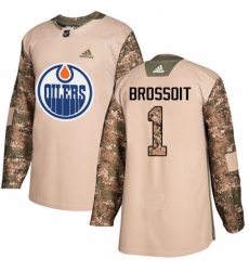 Men's Adidas Edmonton Oilers #1 Laurent Brossoit Authentic Camo Veterans Day Practice NHL Jersey