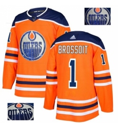 Men's Adidas Edmonton Oilers #1 Laurent Brossoit Authentic Orange Fashion Gold NHL Jersey