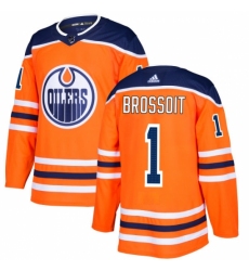 Men's Adidas Edmonton Oilers #1 Laurent Brossoit Authentic Orange Home NHL Jersey
