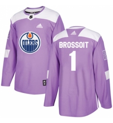 Men's Adidas Edmonton Oilers #1 Laurent Brossoit Authentic Purple Fights Cancer Practice NHL Jersey