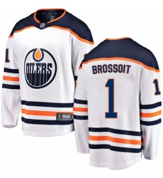 Men's Edmonton Oilers #1 Laurent Brossoit Fanatics Branded White Away Breakaway NHL Jersey