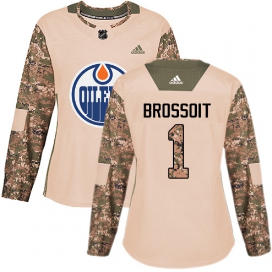 Women's Adidas Edmonton Oilers #1 Laurent Brossoit Authentic Camo Veterans Day Practice NHL Jersey Women's Adidas Edmonton Oilers #1 Laurent Brossoit Authentic Camo Veterans Day Practice NHL Jersey