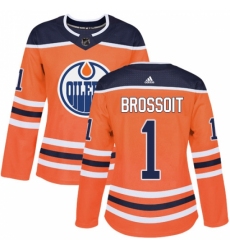 Women's Adidas Edmonton Oilers #1 Laurent Brossoit Authentic Orange Home NHL Jersey