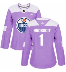 Women's Adidas Edmonton Oilers #1 Laurent Brossoit Authentic Purple Fights Cancer Practice NHL Jersey Women's Adidas Edmonton Oilers #1 Laurent Brossoit Authentic Purple Fights Cancer Practice NHL Jersey