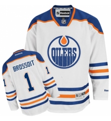 Youth Reebok Edmonton Oilers #1 Laurent Brossoit Authentic White Away NHL Jersey
