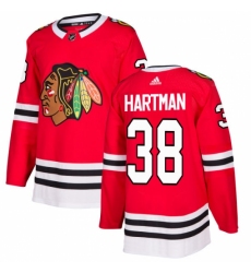 Men's Adidas Chicago Blackhawks #38 Ryan Hartman Authentic Red Home NHL Jersey