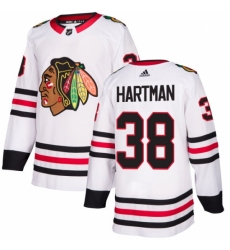 Men's Adidas Chicago Blackhawks #38 Ryan Hartman Authentic White Away NHL Jersey