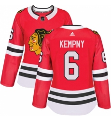 Women's Adidas Chicago Blackhawks #6 Michal Kempny Authentic Red Home NHL Jersey