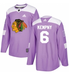 Youth Adidas Chicago Blackhawks #6 Michal Kempny Authentic Purple Fights Cancer Practice NHL Jersey
