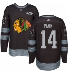 Men's Adidas Chicago Blackhawks #14 Richard Panik Authentic Black 1917-2017 100th Anniversary NHL Jersey