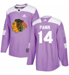 Men's Adidas Chicago Blackhawks #14 Richard Panik Authentic Purple Fights Cancer Practice NHL Jersey
