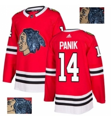 Men's Adidas Chicago Blackhawks #14 Richard Panik Authentic Red Fashion Gold NHL Jersey