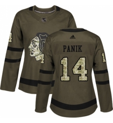Women's Reebok Chicago Blackhawks #14 Richard Panik Authentic Green Salute to Service NHL Jersey