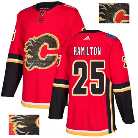 Men's Adidas Calgary Flames #25 Freddie Hamilton Authentic Red Fashion Gold NHL Jersey Men's Adidas Calgary Flames #25 Freddie Hamilton Authentic Red Fashion Gold NHL Jersey