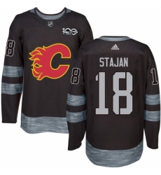 Men's Adidas Calgary Flames #18 Matt Stajan Authentic Black 1917-2017 100th Anniversary NHL Jersey Men's Adidas Calgary Flames #18 Matt Stajan Authentic Black 1917-2017 100th Anniversary NHL Jersey