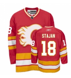 Men's Reebok Calgary Flames #18 Matt Stajan Premier Red Third NHL Jersey