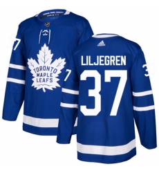 Men's Adidas Toronto Maple Leafs #37 Timothy Liljegren Authentic Royal Blue Home NHL Jersey