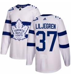 Men's Adidas Toronto Maple Leafs #37 Timothy Liljegren Authentic White 2018 Stadium Series NHL Jersey