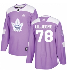 Men's Adidas Toronto Maple Leafs #78 Timothy Liljegren Authentic Purple Fights Cancer Practice NHL Jersey