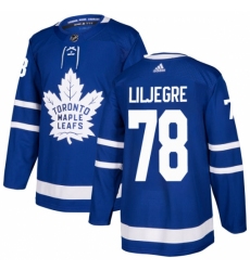 Men's Adidas Toronto Maple Leafs #78 Timothy Liljegren Authentic Royal Blue Home NHL Jersey