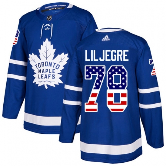 Men's Adidas Toronto Maple Leafs #78 Timothy Liljegren Authentic Royal Blue USA Flag Fashion NHL Jersey Men's Adidas Toronto Maple Leafs #78 Timothy Liljegren Authentic Royal Blue USA Flag Fashion NHL Jersey