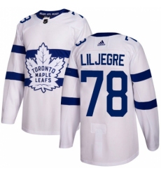Men's Adidas Toronto Maple Leafs #78 Timothy Liljegren Authentic White 2018 Stadium Series NHL Jersey