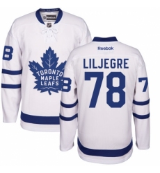 Men's Reebok Toronto Maple Leafs #78 Timothy Liljegren Authentic White Away NHL Jersey