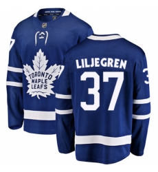 Men's Toronto Maple Leafs #37 Timothy Liljegren Authentic Royal Blue Home Fanatics Branded Breakaway NHL Jersey