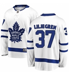 Men's Toronto Maple Leafs #37 Timothy Liljegren Authentic White Away Fanatics Branded Breakaway NHL Jersey