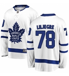 Men's Toronto Maple Leafs #78 Timothy Liljegren Authentic White Away Fanatics Branded Breakaway NHL Jersey