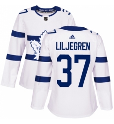 Women's Adidas Toronto Maple Leafs #37 Timothy Liljegren Authentic White 2018 Stadium Series NHL Jersey