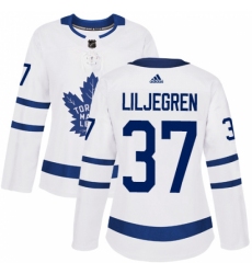 Women's Adidas Toronto Maple Leafs #37 Timothy Liljegren Authentic White Away NHL Jersey