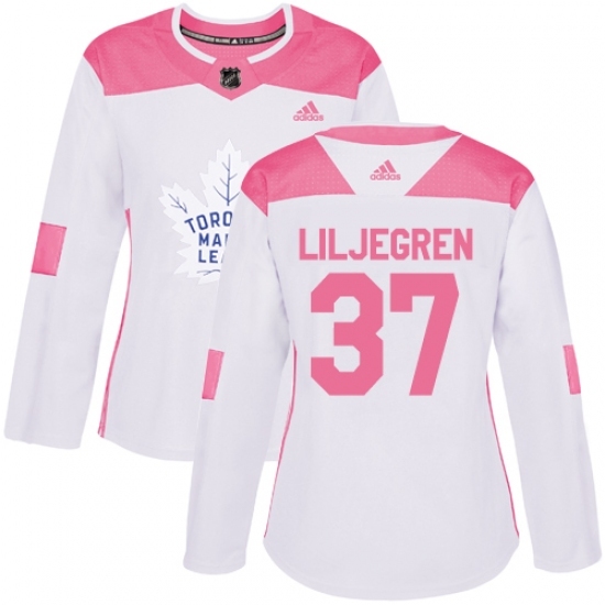 Women's Adidas Toronto Maple Leafs #37 Timothy Liljegren Authentic White Pink Fashion NHL Jersey Women's Adidas Toronto Maple Leafs #37 Timothy Liljegren Authentic White Pink Fashion NHL Jersey
