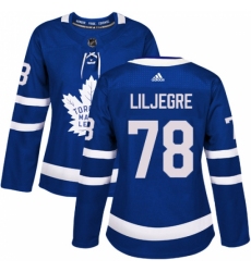 Women's Adidas Toronto Maple Leafs #78 Timothy Liljegren Authentic Royal Blue Home NHL Jersey