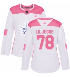 Women's Adidas Toronto Maple Leafs #78 Timothy Liljegren Authentic White/Pink Fashion NHL Jersey