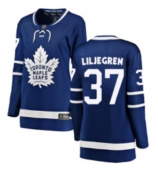 Women's Toronto Maple Leafs #37 Timothy Liljegren Authentic Royal Blue Home Fanatics Branded Breakaway NHL Jersey