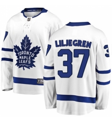 Youth Toronto Maple Leafs #37 Timothy Liljegren Authentic White Away Fanatics Branded Breakaway NHL Jersey