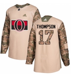 Men's Adidas Ottawa Senators #17 Nate Thompson Authentic Camo Veterans Day Practice NHL Jersey