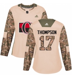 Women's Adidas Ottawa Senators #17 Nate Thompson Authentic Camo Veterans Day Practice NHL Jersey