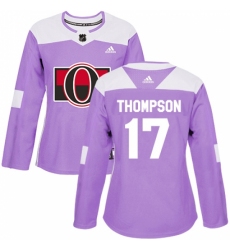 Women's Adidas Ottawa Senators #17 Nate Thompson Authentic Purple Fights Cancer Practice NHL Jersey