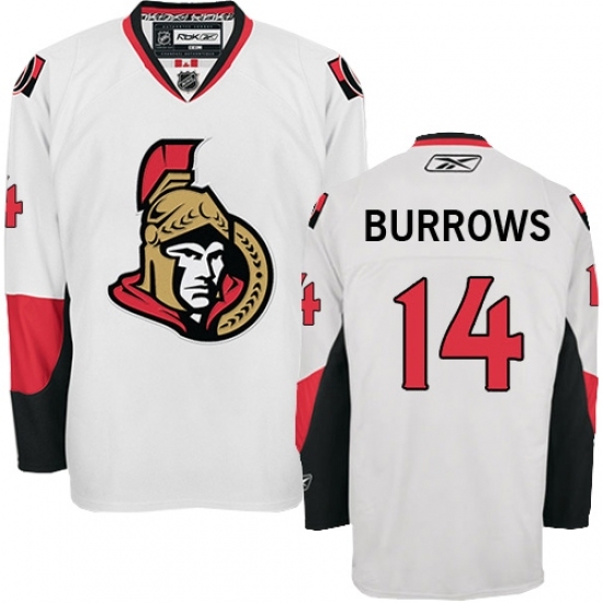 Men's Reebok Ottawa Senators #14 Alexandre Burrows Authentic White Away NHL Jersey Men's Reebok Ottawa Senators #14 Alexandre Burrows Authentic White Away NHL Jersey
