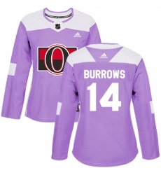 Women's Adidas Ottawa Senators #14 Alexandre Burrows Authentic Purple Fights Cancer Practice NHL Jersey